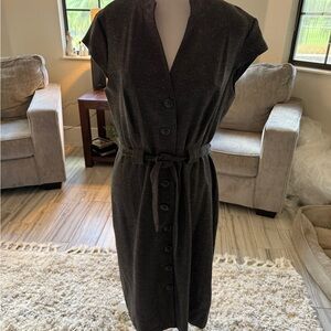 Connected Apparel Gray Wrap Tie Front Midi Dress